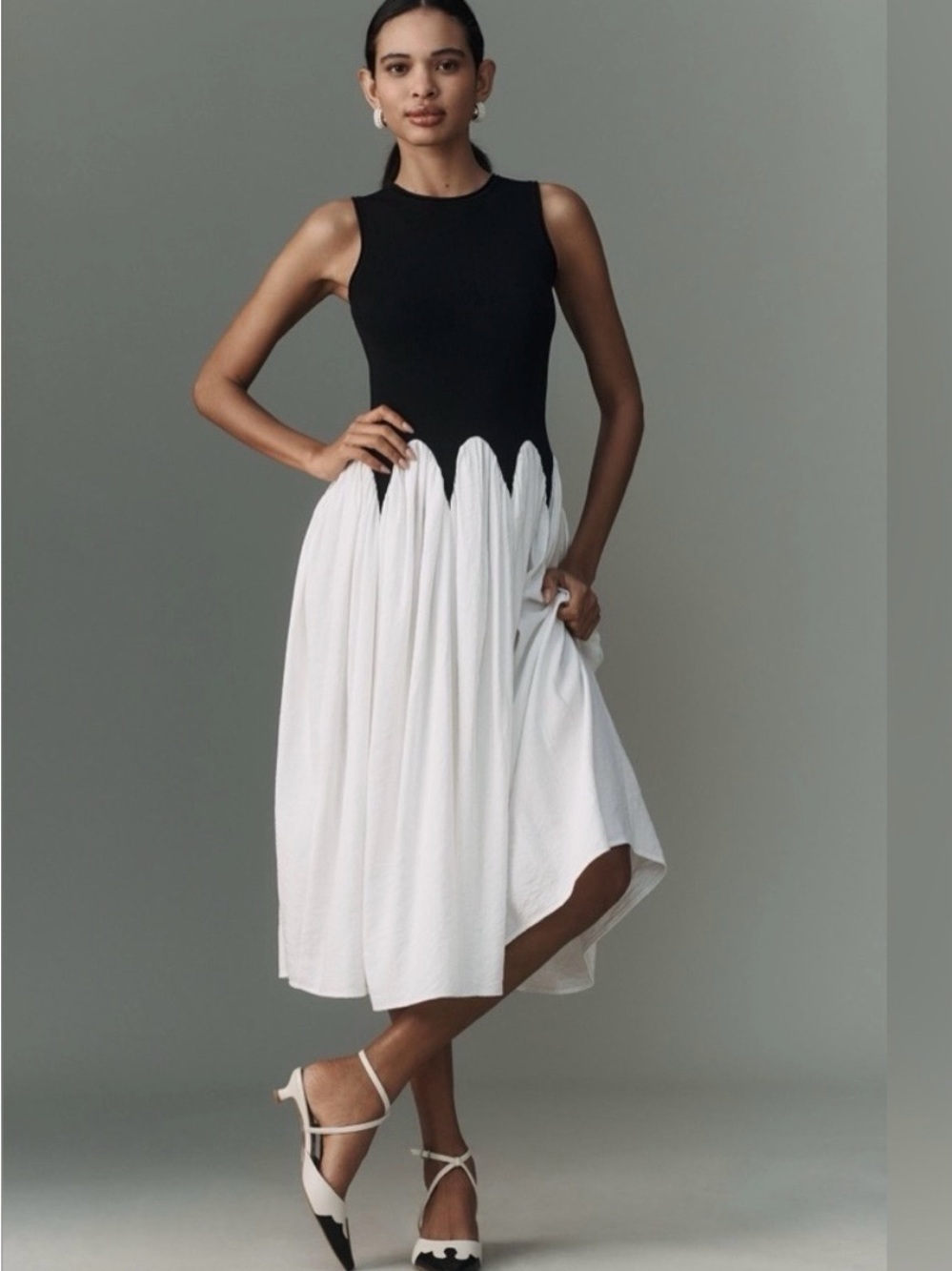 Anthropologie Siempre Michelle Sleeveless Color-block MIDI Dress. Like new. S.